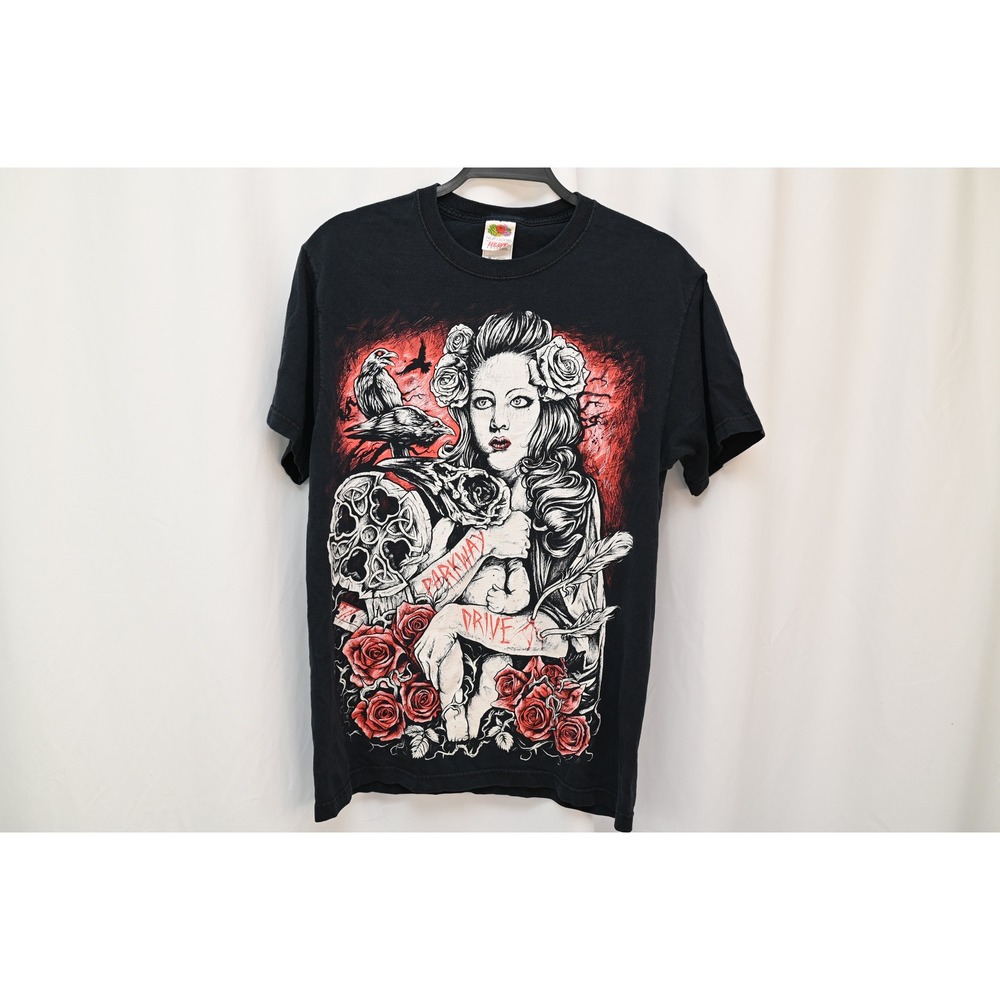 Parkway Drive Band Shirt Medium Black Cotton Graphic Tee Roses Crow Metalcore